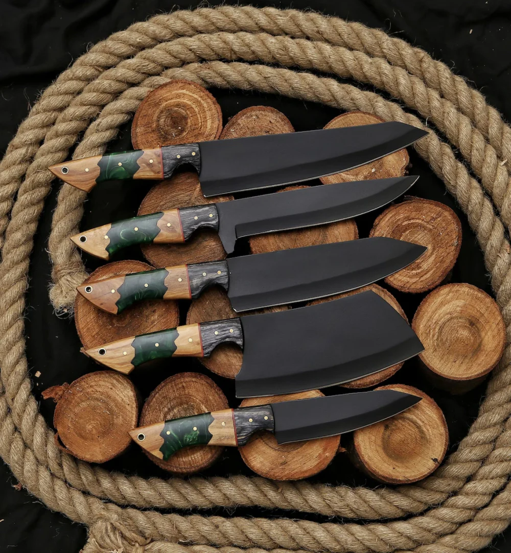 Hand-Forged Chef 5 Pieces Knife Set in Black - Image 2